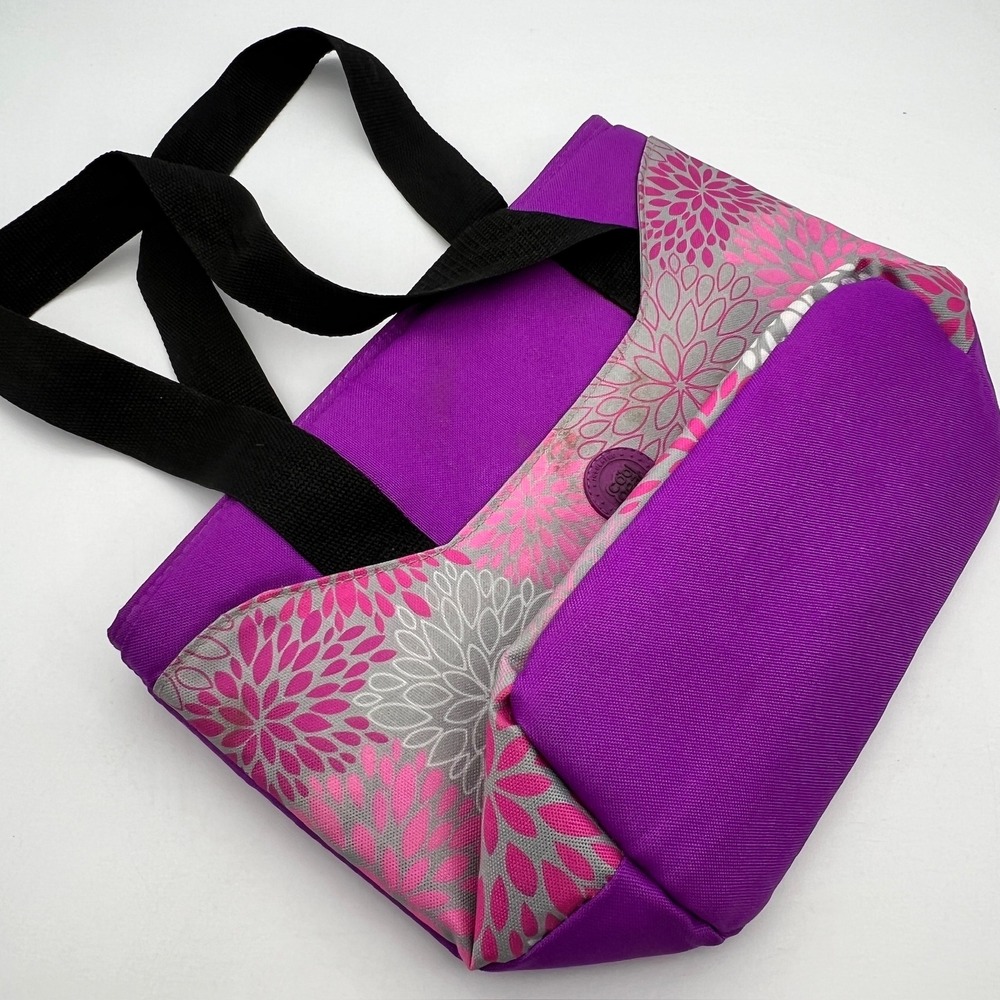 Cool Gear Purple Floral Insulated Lunch Tote Bag Pink Grey Floral Cooler Bag